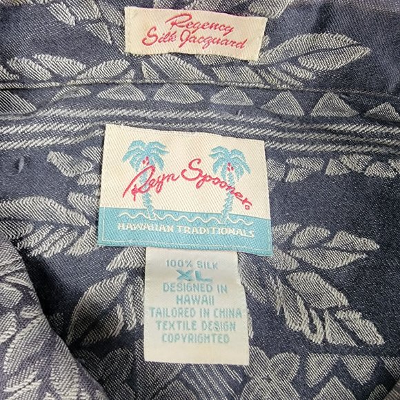 Reyn Spooner Regency Silk Jacquard Mens XL Gray Button Shirt Floral Comfort - Picture 4 of 8